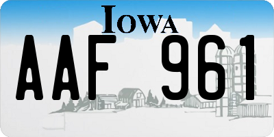 IA license plate AAF961