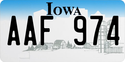 IA license plate AAF974