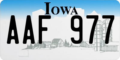 IA license plate AAF977