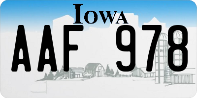 IA license plate AAF978