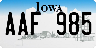 IA license plate AAF985