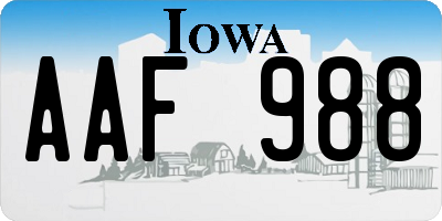 IA license plate AAF988