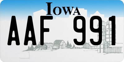 IA license plate AAF991