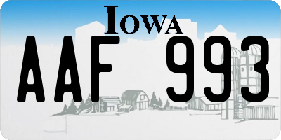 IA license plate AAF993