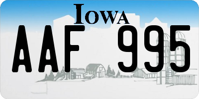 IA license plate AAF995