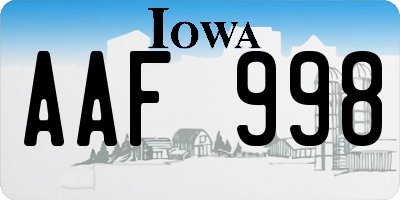 IA license plate AAF998