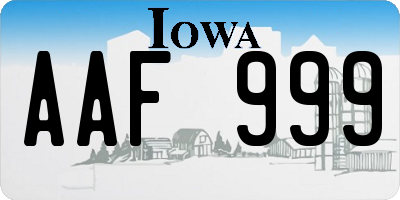 IA license plate AAF999