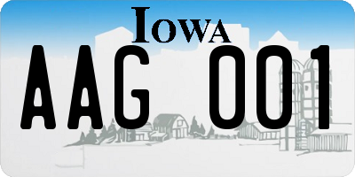 IA license plate AAG001