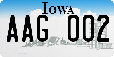 IA license plate AAG002