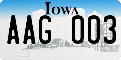 IA license plate AAG003