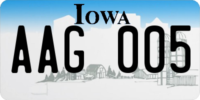 IA license plate AAG005