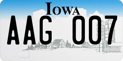 IA license plate AAG007