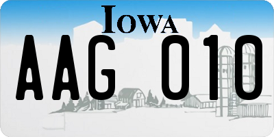 IA license plate AAG010
