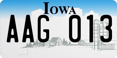 IA license plate AAG013