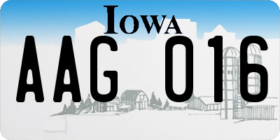 IA license plate AAG016