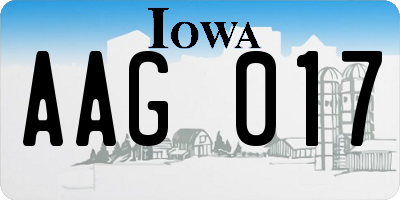IA license plate AAG017