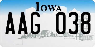 IA license plate AAG038