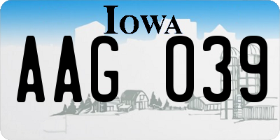 IA license plate AAG039