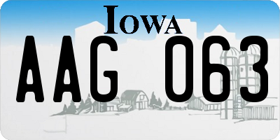 IA license plate AAG063