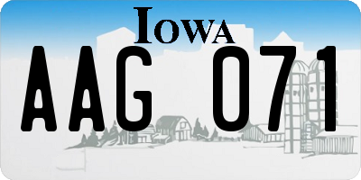 IA license plate AAG071