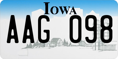 IA license plate AAG098