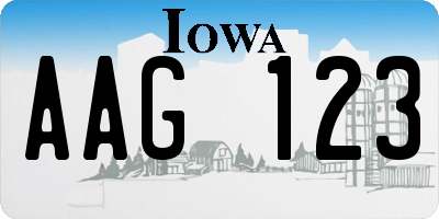 IA license plate AAG123