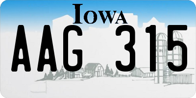 IA license plate AAG315