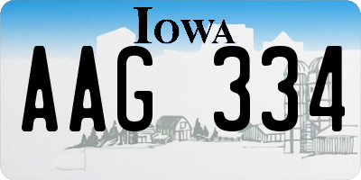 IA license plate AAG334