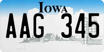 IA license plate AAG345