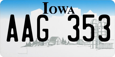 IA license plate AAG353