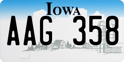 IA license plate AAG358