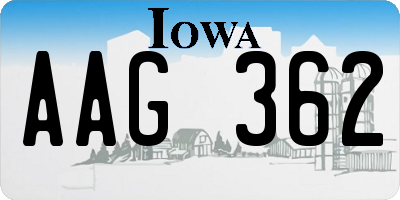 IA license plate AAG362