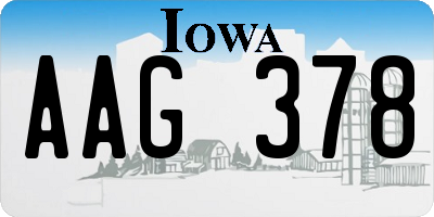 IA license plate AAG378