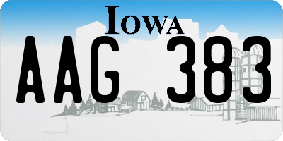 IA license plate AAG383