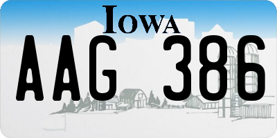 IA license plate AAG386