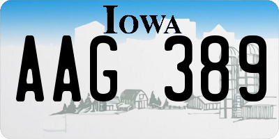 IA license plate AAG389