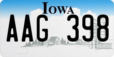 IA license plate AAG398