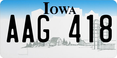 IA license plate AAG418