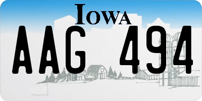 IA license plate AAG494