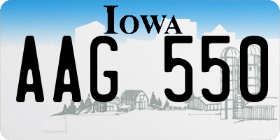 IA license plate AAG550