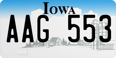 IA license plate AAG553