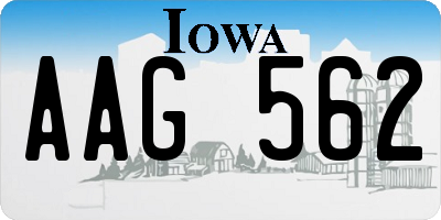 IA license plate AAG562