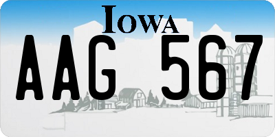 IA license plate AAG567