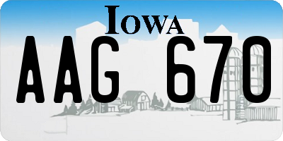 IA license plate AAG670