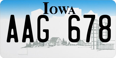 IA license plate AAG678