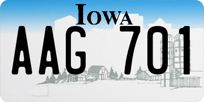 IA license plate AAG701