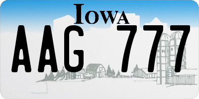 IA license plate AAG777