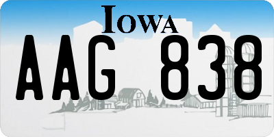 IA license plate AAG838