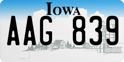 IA license plate AAG839