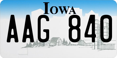 IA license plate AAG840